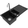 MEXEN/S - Andres granitový dřez s odkapávačem včetně baterie Telma, černá 6515-77-670200-00
