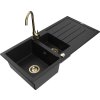 MEXEN/S - Andres granitový dřez s odkapávačem včetně baterie Telma, černá 6515-77-670200-50