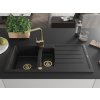 MEXEN/S - Andres granitový dřez s odkapávačem včetně baterie Rita, černá 6515-77-670300-50