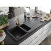 MEXEN/S - Andres granitový dřez s odkapávačem včetně baterie Rita, černá 6515-77-670300-50-B