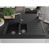 MEXEN/S - Andres granitový dřez s odkapávačem včetně baterie Flora, černá 6515-77-670401-00