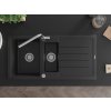 MEXEN/S - Andres granitový dřez s odkapávačem včetně baterie Flora, černá 6515-77-670401-00
