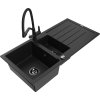 MEXEN/S - Andres granitový dřez s odkapávačem včetně baterie Duo, černá 6515-77-671701-70-B