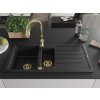 MEXEN/S - Andres granitový dřez s odkapávačem včetně baterie Savita, černá 6515-77-672601-50