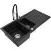 MEXEN/S - Andres granitový dřez s odkapávačem včetně baterie Aster, černá 6515-77-73450-07