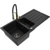 MEXEN/S - Andres granitový dřez s odkapávačem včetně baterie Aster, černá 6515-77-73450-57-B