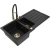 MEXEN/S - Andres granitový dřez s odkapávačem včetně baterie Aster, černá 6515-77-73450-57-G