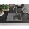 MEXEN/S - Ben granitový dřez 1 s odkapávačem pravý 600 x 500 mm, šedý, sifon zlatá  6523605000-71-G
