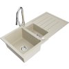 MEXEN/S - Andres granitový dřez s odkapávačem včetně baterie Elia, béžová 6515-69-670101-00