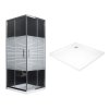 MEXEN/S - Rio Sprchový kout čtvercový 90x90, transparent/dekor, chrom + vanička se sifonem 860-090-090-01-20-4010