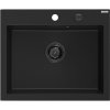 MEXEN/S - Elix granitový dřez 1-miska 600 x 500 mm, černá, sifon černá 6525601005-77-B