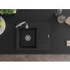 MEXEN - Ben granitový dřez 1 s odkapávačem levý 600 x 500 mm, černá, sifon chrom 6522605000-77