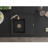 MEXEN/S - Ben granitový dřez 1 s odkapávačem levý 600 x 500 mm, černá, sifon zlatá 6522605000-77-G