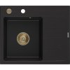 MEXEN/S - Ben granitový dřez 1 s odkapávačem levý 600 x 500 mm, černá, sifon zlatá 6522605000-77-G