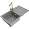 MEXEN/S - Leo granitový dřez s odkapávačem včetně baterie Duero, šedá 6501-71-671600-50