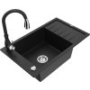 MEXEN/S - Elias Elias granitový dřez 1-miska s odkapávačem včetně baterie Savita, černá 6511-77-672601-70