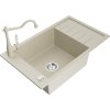 MEXEN/S - Elias granitový dřez 1-miska včetně baterie Carla, béžová 6511-69-670700-69