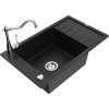 MEXEN/S - Elias granitový dřez 1-miska s odkapávačem včetně baterie Carla, černá 6511-77-670700-00