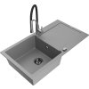 MEXEN/S - Leo granitový dřez 1 s odkapávačem včetně baterie Aster, šedá 6501-71-73450-07-B