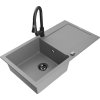 MEXEN/S - Leo granitový dřez 1-miska s odkapávačem včetně baterie Elia, šedá 6501-71-670101-70-B