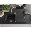MEXEN/S - Bruno granitový dřez 1 s odkapávačem včetně baterie Elia, černá/stříbrná metalik 6513-73-670101-50