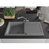 MEXEN/S - Leo granitový dřez 1-miska s odkapávačem včetně baterie Duo, šedá 6501-71-671701-07-B