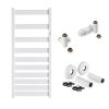 Koupelnový radiátorový set - BELTI 500x1573 mm, připojovací sada, Bílá