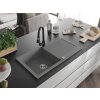 MEXEN/S - Leo granitový dřez 1-miska s odkapávačem včetně baterie Elia, šedá 6501-71-670101-70