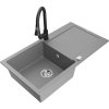MEXEN/S - Leo granitový dřez 1-miska s odkapávačem včetně baterie Elia, šedá 6501-71-670101-70