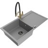 MEXEN/S - Leo granitový dřez 1-miska s odkapávačem včetně baterie Duo, šedá 6501-71-671701-57-B