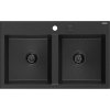 MEXEN/S - Hektor granitový dřez 2-bowl 800 x 480 mm, černá/stříbrná metalik, černý sifon 6521802000-73-B