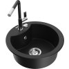 MEXEN/S - Diego granitový dřez 1-miska včetně baterie Flora, černá 6512-77-670401-07
