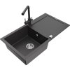 MEXEN/S - Leo granitový dřez s odkapávačem včetně baterie Duero, černá kropenatá 6501-76-671600-76