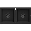MEXEN/S - Mario granitový dřez 2-bowly 820 x 436 mm, černý, černý sifon 6504822000-77-B