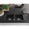 MEXEN/S - Mario granitový dřez 2-bowl včetně baterie Telma, černá 6504-77-670200-70