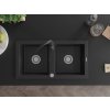 MEXEN/S - Mario granitový dřez 2-bowl včetně baterie Telma, černá 6504-77-670200-70