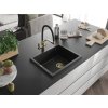 MEXEN/S - Pedro granitový dřez 1-miska 560 x 460 mm, černá, sifon zlatá 6508561000-77-G