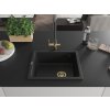 MEXEN/S - Pedro granitový dřez 1-miska 560 x 460 mm, černá, sifon zlatá 6508561000-77-G