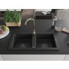 MEXEN/S - Mario granitový dřez 2-bowl včetně baterie Telma, černá 6504-77-670200-50-B