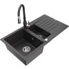 MEXEN/S - Matias granitový dřez 1.5 z ociekaczem včetně baterie Savita, černá kropenatá 6502-76-672601-76
