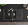 MEXEN/S - Matias granitový dřez 1.5 s odkapávačem včetně baterie Aster, černá kropenatá 6502-76-73450-07