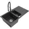 MEXEN/S - Matias granitový dřez 1.5 s odkapávačem včetně baterie Aster, černá kropenatá 6502-76-73450-07