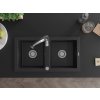 MEXEN/S - Mario granitový dřez 2-bowl včetně baterie Aster, černá 6504-77-73450-07