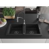 MEXEN/S - Mario granitový dřez 2-bowl včetně baterie Aster, černá 6504-77-73450-07-B
