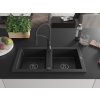 MEXEN/S - Mario granitový dřez 2-bowl včetně baterie Aster, černá 6504-77-73450-70-B