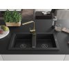 MEXEN/S - Mario granitový dřez 2-bowly včetně baterie Rita, černý 6504-77-670300-50-B
