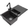 MEXEN/S - Matias granitový dřez 1.5 s odkapávačem včetně baterie Duero, černá kropenatý 6502-76-671600-70