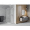 MEXEN/S - Rio čtvrtkruhový sprchový kout 90 x 90, mráz, chrom + vanička se sifonem Flat, bílá 863-090-090-01-30-4110