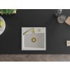 MEXEN/S - Milo granitový dřez 1 435 x 410 mm, bílá, + zlatý sifon 6505441000-20-G
