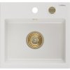 MEXEN/S - Milo granitový dřez 1 435 x 410 mm, bílá, + zlatý sifon 6505441000-20-G